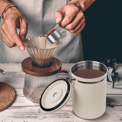 3 Sizes Stainless Steel Coffee Bean Powder Storage Jar Sealed Canister with Valve