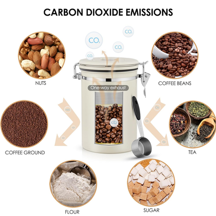 3 Sizes Stainless Steel Coffee Bean Powder Storage Jar Sealed Canister with Valve