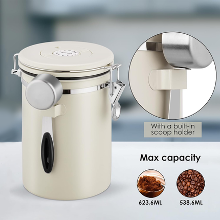 3 Sizes Stainless Steel Coffee Bean Powder Storage Jar Sealed Canister with Valve