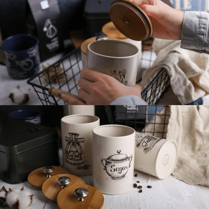 3PCS Bamboo Lid Sealed Storage Jar Coffee Sugar Tea Container for Home Use