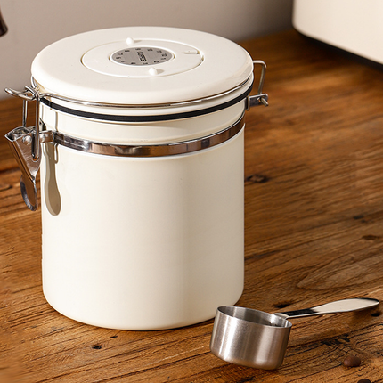 3 Sizes Stainless Steel Coffee Bean Powder Storage Jar Sealed Canister with Valve