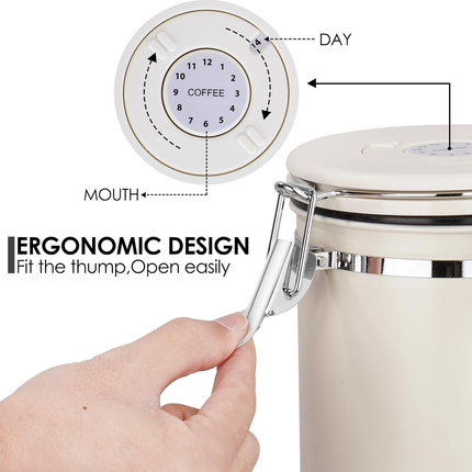 3 Sizes Stainless Steel Coffee Bean Powder Storage Jar Sealed Canister with Valve