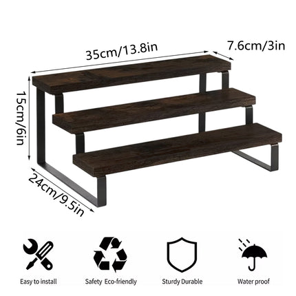 2PCS 3 Tier Wooden Display Stand Countertop Organizer Rack Shelf Storage