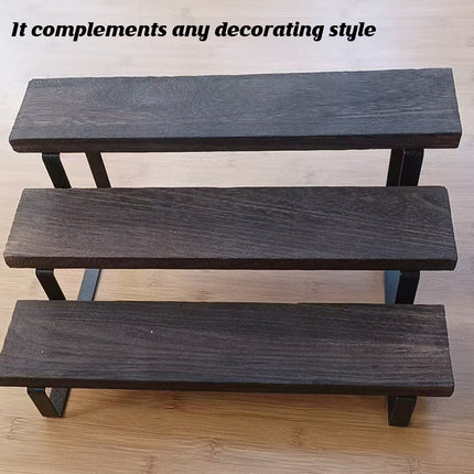 2PCS 3 Tier Wooden Display Stand Countertop Organizer Rack Shelf Storage