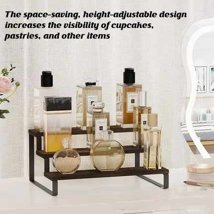 2PCS 3 Tier Wooden Display Stand Countertop Organizer Rack Shelf Storage