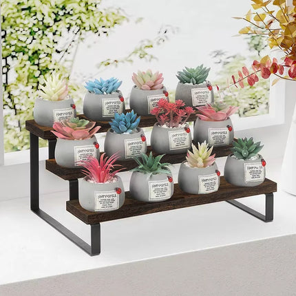 2PCS 3 Tier Wooden Display Stand Countertop Organizer Rack Shelf Storage