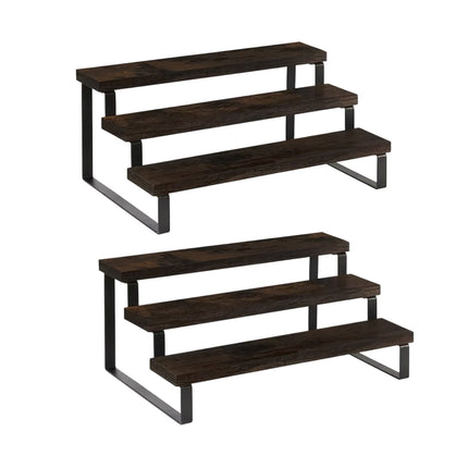 2PCS 3 Tier Wooden Display Stand Countertop Organizer Rack Shelf Storage