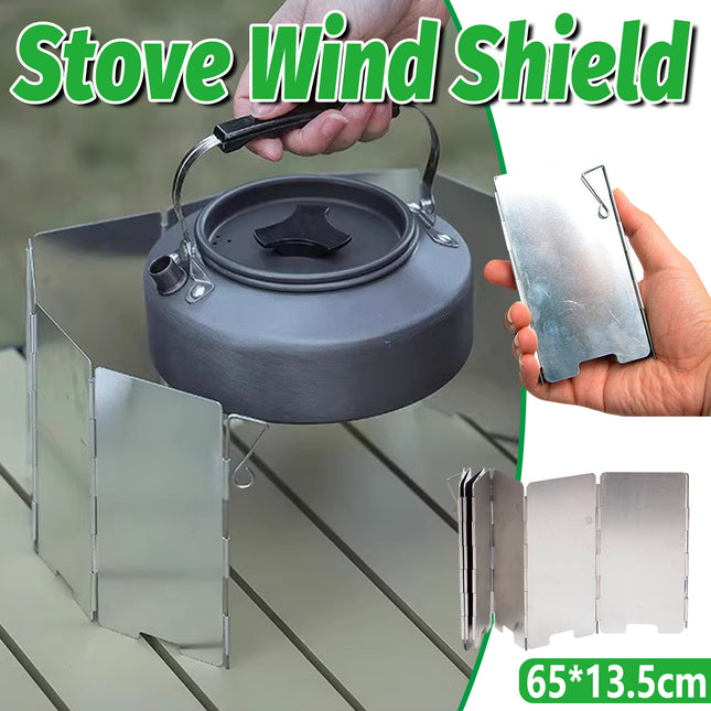 Camping Stove Wind Shield 9PC Foldable Wind Cover Silver Outdoor Portable Burner