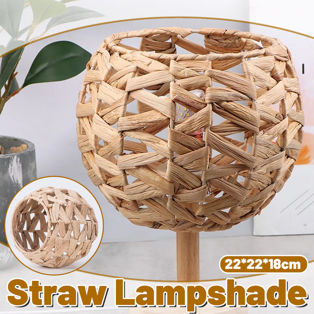 Natural Straw Woven Lampshade 22x18cm Rattan Style Pendant Light Shade Decor