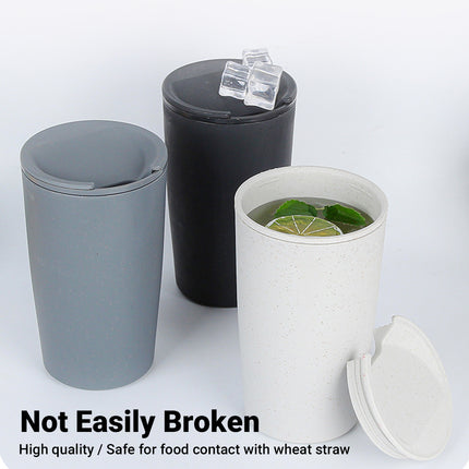 30PCS Straw Plastic Coffee Cups with Lids for Cold Drinks Party Use 3 Colours