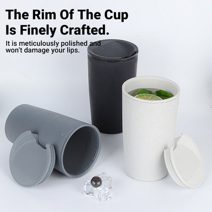 30PCS Straw Plastic Coffee Cups with Lids for Cold Drinks Party Use 3 Colours