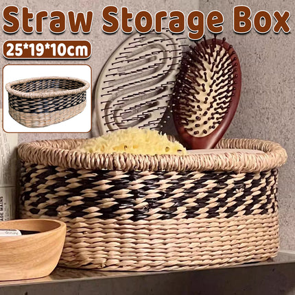 Straw Woven Storage Basket Storage Box For Home Bedroom Living Room Decorative