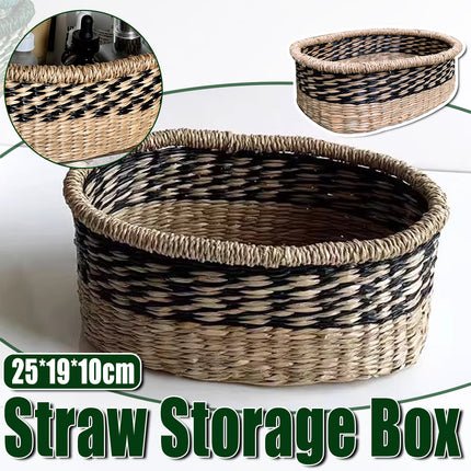 Straw Woven Storage Basket Storage Box For Home Bedroom Living Room Decorative