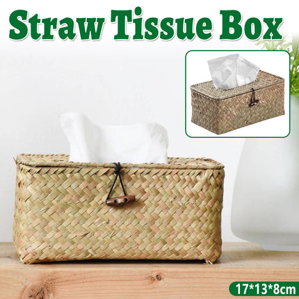 Handmade Woven Tissue Box Natural Material Storage Basket Living Room Decor