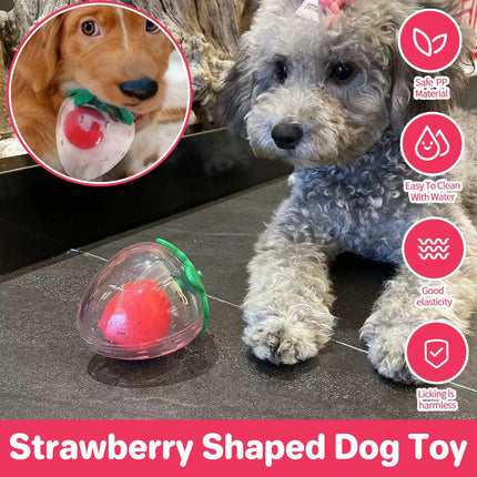 Dog Toy Squeaky Strawberry Shape Chew Ball Interactive Sound Pet Play Training
