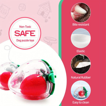 Dog Toy Squeaky Strawberry Shape Chew Ball Interactive Sound Pet Play Training