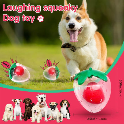 Dog Toy Squeaky Strawberry Shape Chew Ball Interactive Sound Pet Play Training