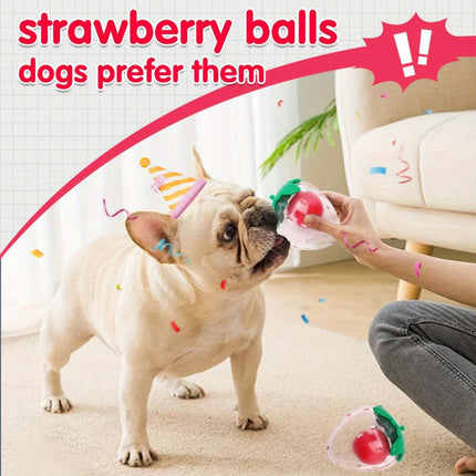 Dog Toy Squeaky Strawberry Shape Chew Ball Interactive Sound Pet Play Training