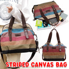 Rainbow Stripe Canvas Bag Patchwork Tote Bag Fashion Handbag Women Shoulder Bag