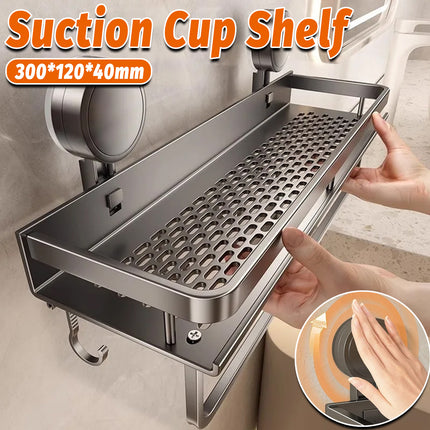 Suction Cup Rack Space Aluminum For Bathroom Washstand Toilet Hole Free Storage