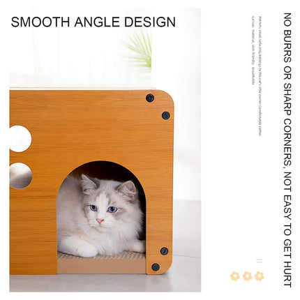 2in1 Wooden Cat Bed Scratching Board Comfortable Pet Furniture For Cats Kittens