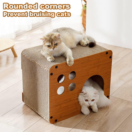 2in1 Wooden Cat Bed Scratching Board Comfortable Pet Furniture For Cats Kittens