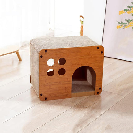 2in1 Wooden Cat Bed Scratching Board Comfortable Pet Furniture For Cats Kittens