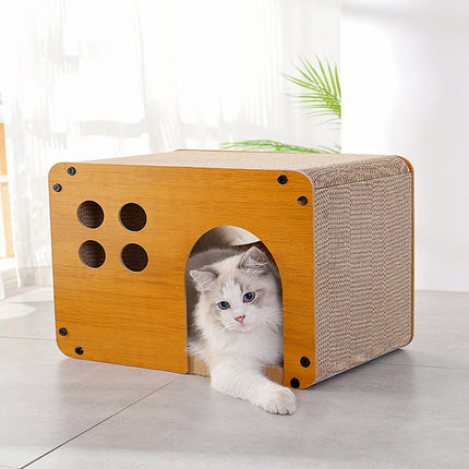 2in1 Wooden Cat Bed Scratching Board Comfortable Pet Furniture For Cats Kittens