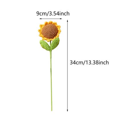 8PCS Handmade Smiley Sunflower Wool Flower Simulation Flowers Gift for Teachers