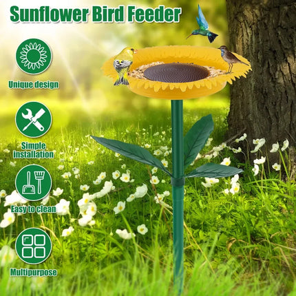 Outdoor Sunflower Bird Feeder Weather Resistant Easy Fill for Garden Yard