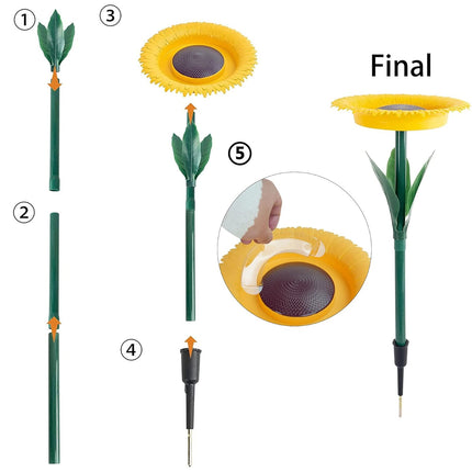 Outdoor Sunflower Bird Feeder Weather Resistant Easy Fill for Garden Yard