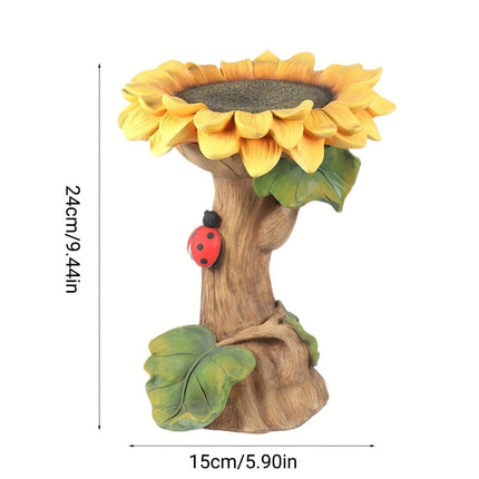 Resin Sunflower Bird Drinker Ornament Outdoor Garden Decoration for Birds to Use
