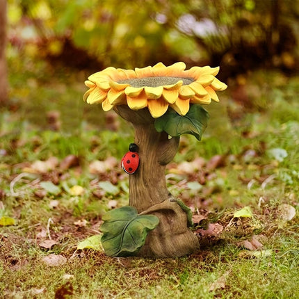 Resin Sunflower Bird Drinker Ornament Outdoor Garden Decoration for Birds to Use