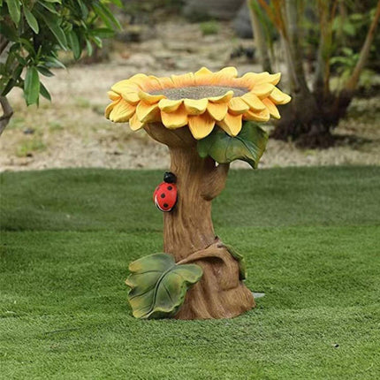Resin Sunflower Bird Drinker Ornament Outdoor Garden Decoration for Birds to Use