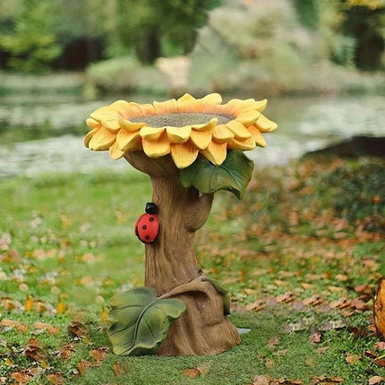 Resin Sunflower Bird Drinker Ornament Outdoor Garden Decoration for Birds to Use