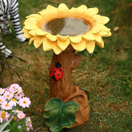 Resin Sunflower Bird Drinker Ornament Outdoor Garden Decoration for Birds to Use