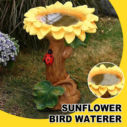 Resin Sunflower Bird Drinker Ornament Outdoor Garden Decoration for Birds to Use