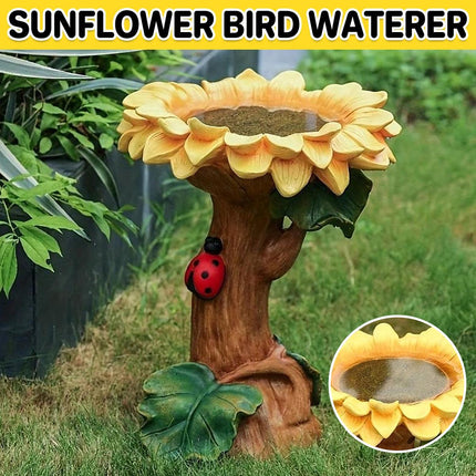 Resin Sunflower Bird Drinker Ornament Outdoor Garden Decoration for Birds to Use