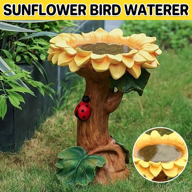 Resin Sunflower Bird Drinker Ornament Outdoor Garden Decoration for Birds to Use