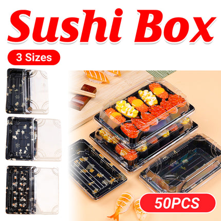 50 PCS Disposable Transparent Plastic Sushi Salmon Packaging Box Food Grade