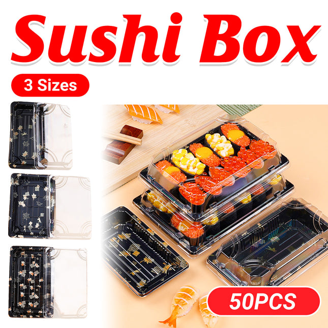 50 PCS Disposable Transparent Plastic Sushi Salmon Packaging Box Food Grade