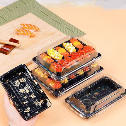 50 PCS Disposable Transparent Plastic Sushi Salmon Packaging Box Food Grade
