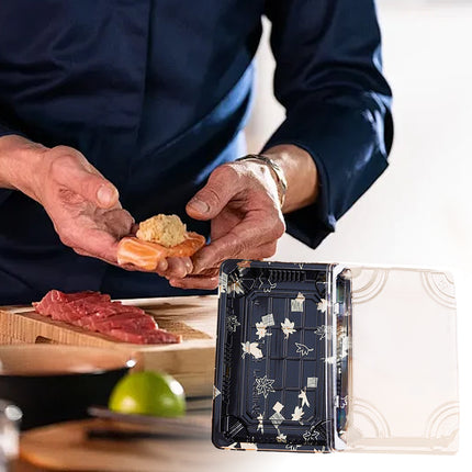 50 PCS Disposable Transparent Plastic Sushi Salmon Packaging Box Food Grade