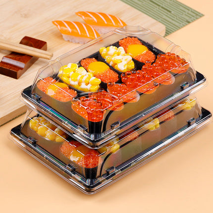 50 PCS Disposable Transparent Plastic Sushi Salmon Packaging Box Food Grade