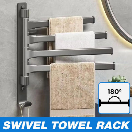 Rotating Towel Rack Wall Mounted Bathroom Shelf Multi Rod Swivel Towel Holder