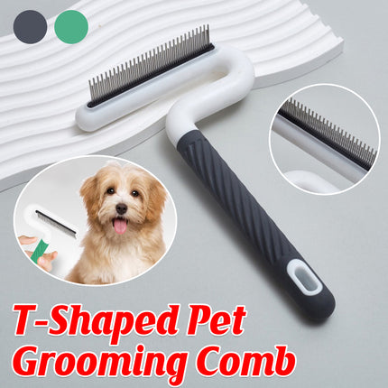 T Type Pet Grooming Rake Comb Stainless Steel for Dogs Cats Hair Length Control