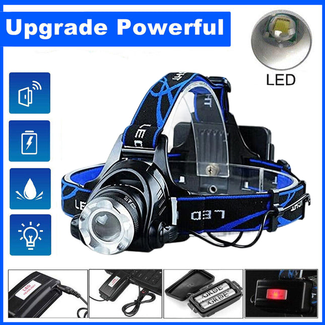 LED Headlamp Rechargeable Headlight Light Head Torch Lamp Flashlight AU Stock