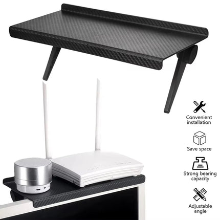 TV Screen Shelf Adjustable Bracket Storage Rack Mount Platform Organiser Holder