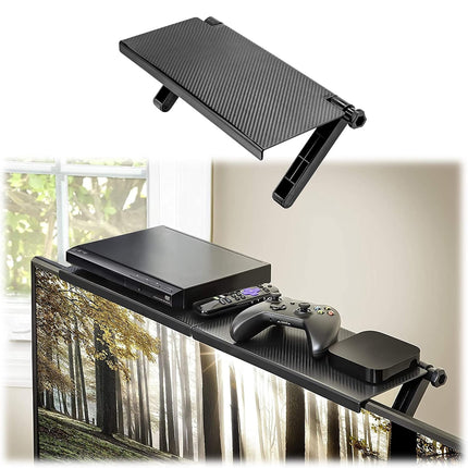 TV Screen Shelf Adjustable Bracket Storage Rack Mount Platform Organiser Holder