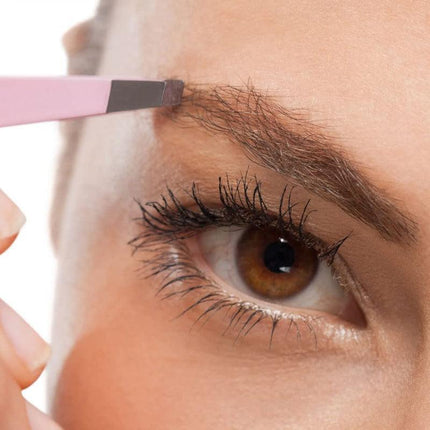 Stainless Steel Hair Eyebrow Tweezers Plucker Puller Beauty Slanted Nail Tip - Aimall